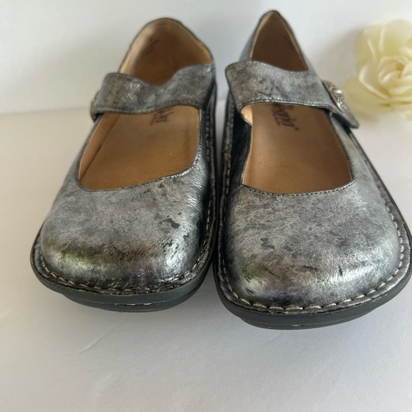 Alegria Silver Black Leather Mary Jane Clog 36Paloma Pewter PAL-621  Size 36 - Picture 4 of 6